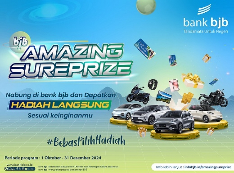 bank bjb Hadirkan Program Amazing SurePrize, Tempatkan Dana Bisa Dapat Hadiah  Cashback Hingga Kendaraan Bermotor