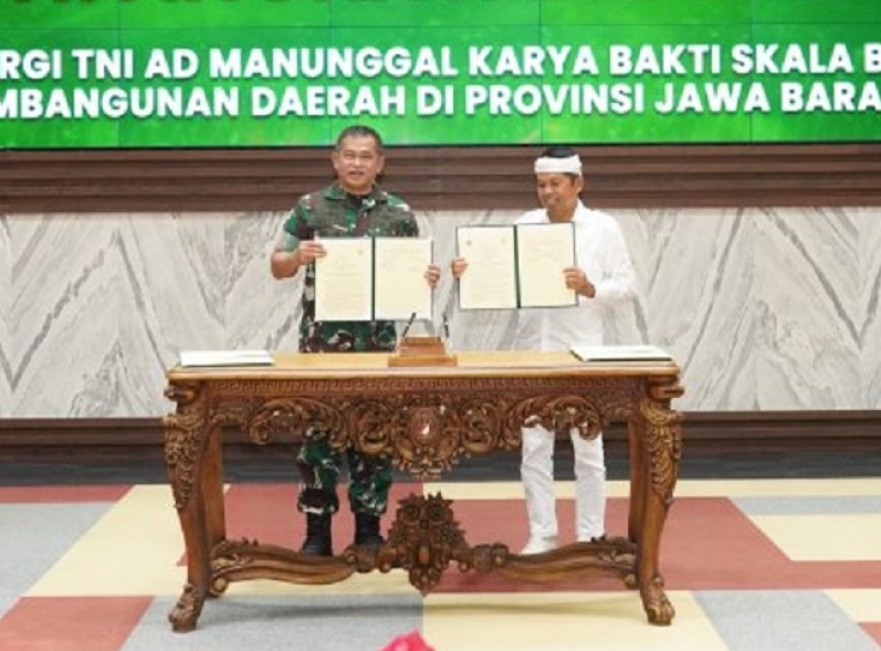 Pemprov Jabar dan TNI AD Tandatangani Kerja Sama Manunggal Karya Bakti