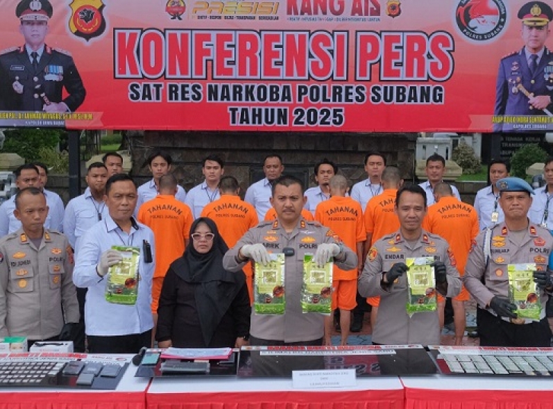 Polres Subang Ungkap Kasus Besar Peredaran Narkotika Jenis Sabu dengan Barang bukti 5.176 Kilogram